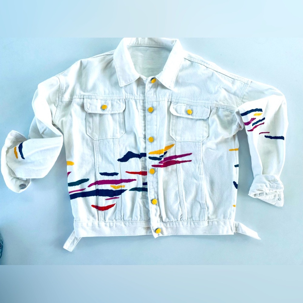 Wren and Glory "Rainbow Zebra" Denim Jacket